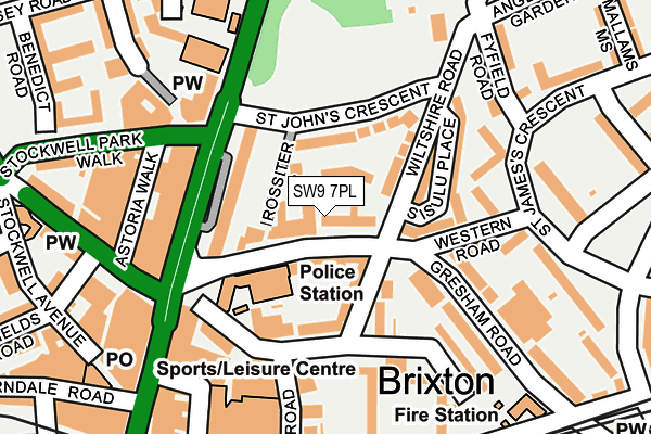 SW9 7PL map - OS OpenMap – Local (Ordnance Survey)