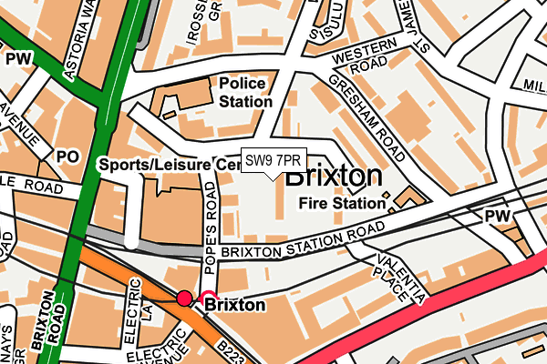 SW9 7PR map - OS OpenMap – Local (Ordnance Survey)