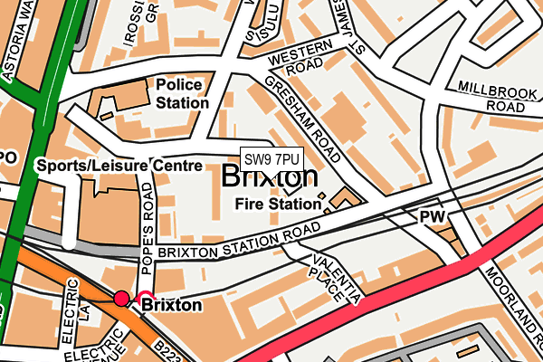 SW9 7PU map - OS OpenMap – Local (Ordnance Survey)