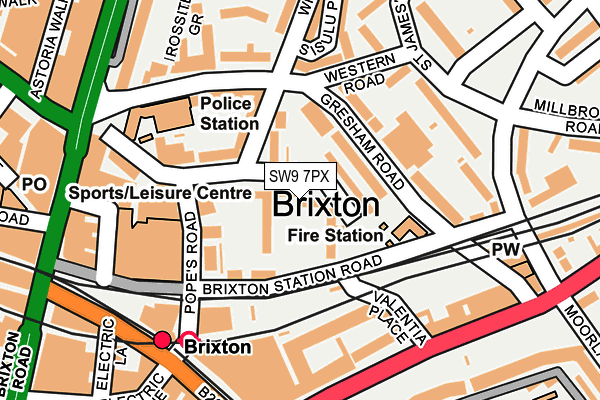 SW9 7PX map - OS OpenMap – Local (Ordnance Survey)