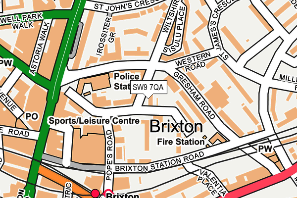 SW9 7QA map - OS OpenMap – Local (Ordnance Survey)