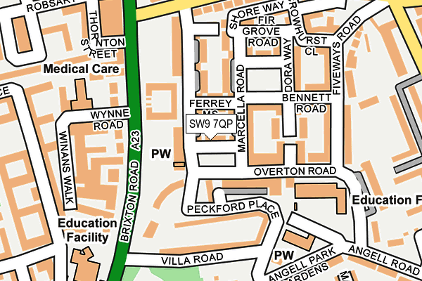 SW9 7QP map - OS OpenMap – Local (Ordnance Survey)