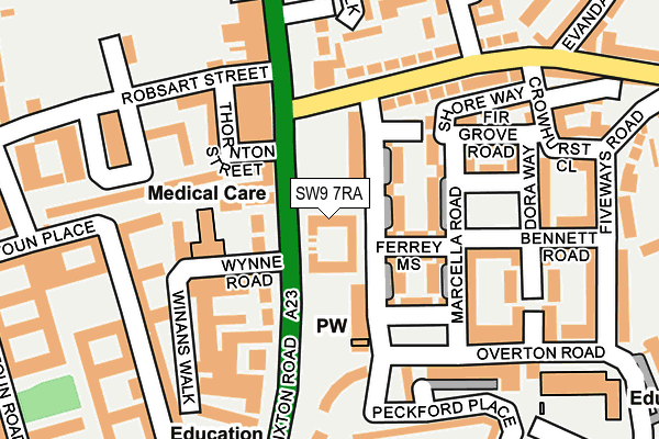 SW9 7RA map - OS OpenMap – Local (Ordnance Survey)