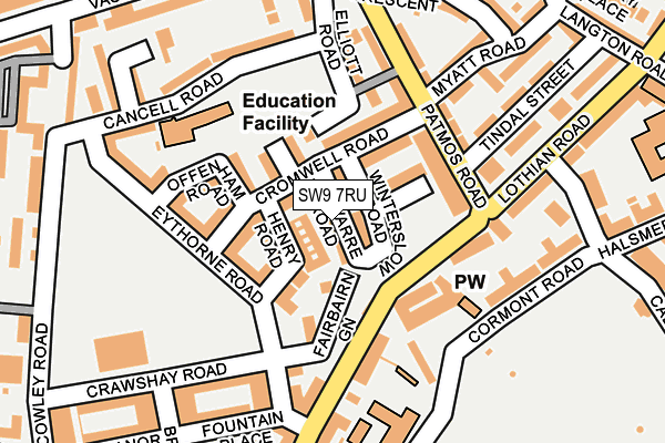 SW9 7RU map - OS OpenMap – Local (Ordnance Survey)