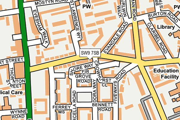SW9 7SB map - OS OpenMap – Local (Ordnance Survey)
