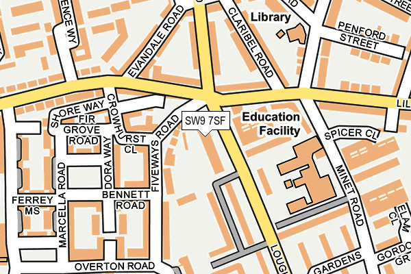 SW9 7SF map - OS OpenMap – Local (Ordnance Survey)