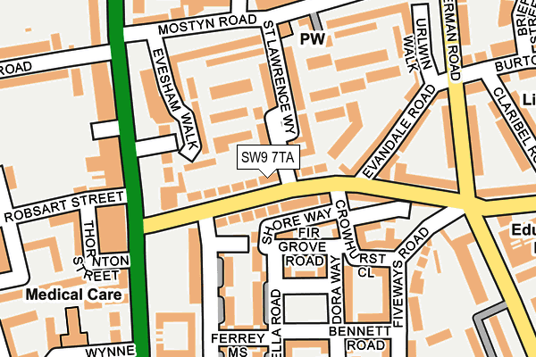 SW9 7TA map - OS OpenMap – Local (Ordnance Survey)