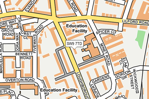 SW9 7TD map - OS OpenMap – Local (Ordnance Survey)