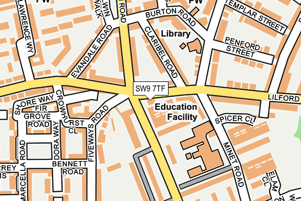 SW9 7TF map - OS OpenMap – Local (Ordnance Survey)