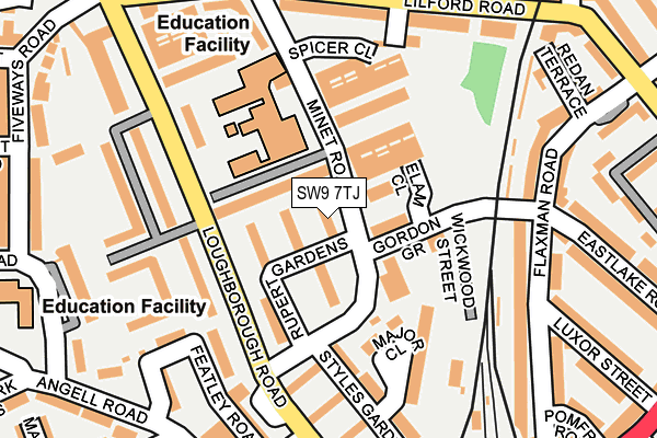 SW9 7TJ map - OS OpenMap – Local (Ordnance Survey)