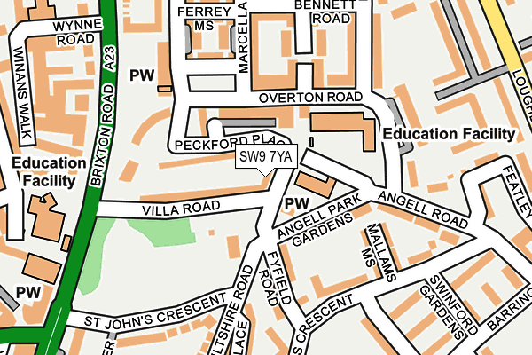 SW9 7YA map - OS OpenMap – Local (Ordnance Survey)