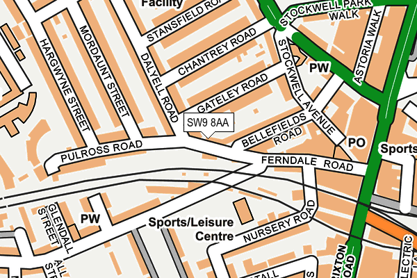 SW9 8AA map - OS OpenMap – Local (Ordnance Survey)