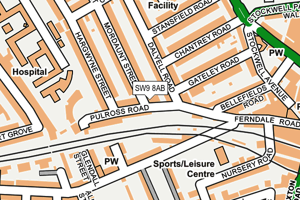 SW9 8AB map - OS OpenMap – Local (Ordnance Survey)