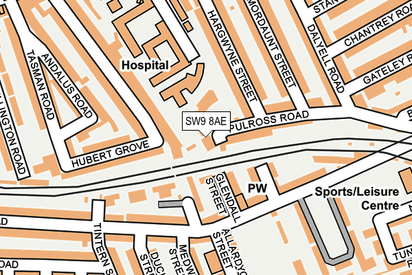 SW9 8AE map - OS OpenMap – Local (Ordnance Survey)