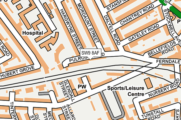 SW9 8AF map - OS OpenMap – Local (Ordnance Survey)