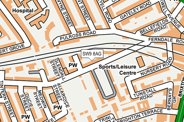 SW9 8AG map - OS OpenMap – Local (Ordnance Survey)