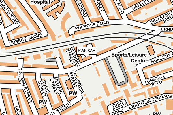 SW9 8AH map - OS OpenMap – Local (Ordnance Survey)