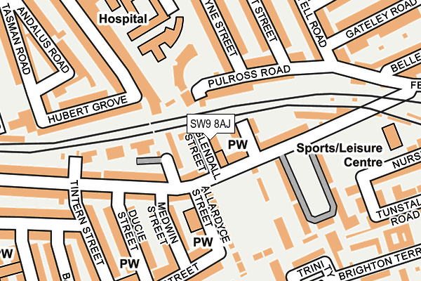SW9 8AJ map - OS OpenMap – Local (Ordnance Survey)