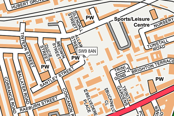 SW9 8AN map - OS OpenMap – Local (Ordnance Survey)