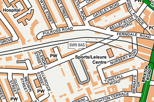 SW9 8AS map - OS OpenMap – Local (Ordnance Survey)