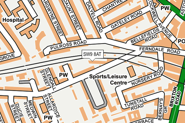 SW9 8AT map - OS OpenMap – Local (Ordnance Survey)