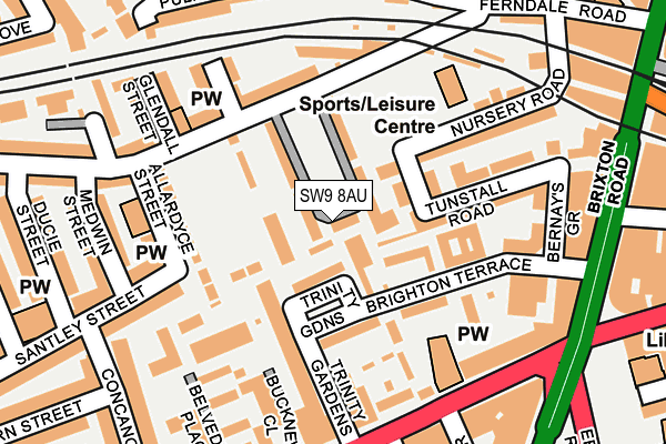 SW9 8AU map - OS OpenMap – Local (Ordnance Survey)