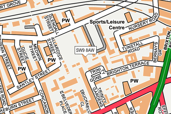 SW9 8AW map - OS OpenMap – Local (Ordnance Survey)