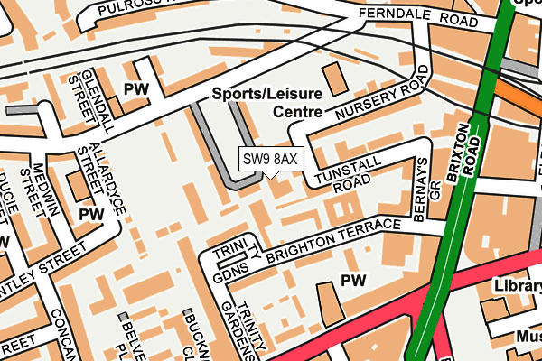 SW9 8AX map - OS OpenMap – Local (Ordnance Survey)