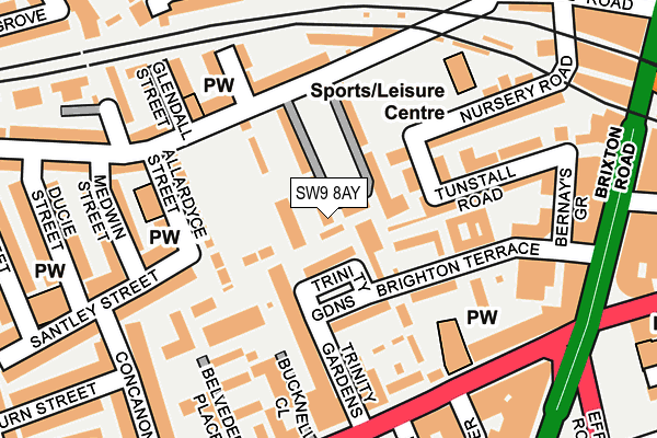 SW9 8AY map - OS OpenMap – Local (Ordnance Survey)