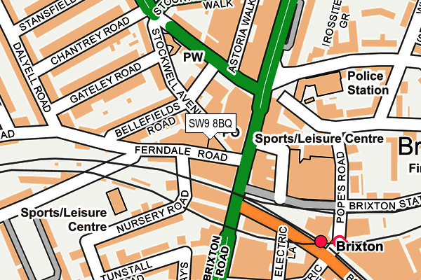 SW9 8BQ map - OS OpenMap – Local (Ordnance Survey)