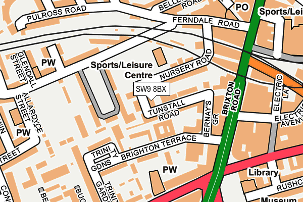 SW9 8BX map - OS OpenMap – Local (Ordnance Survey)