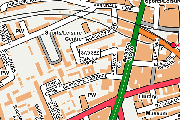 SW9 8BZ map - OS OpenMap – Local (Ordnance Survey)