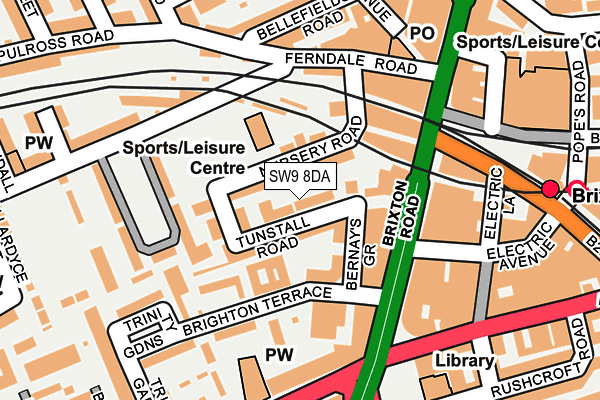 SW9 8DA map - OS OpenMap – Local (Ordnance Survey)
