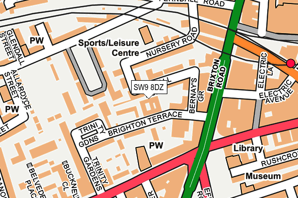 SW9 8DZ map - OS OpenMap – Local (Ordnance Survey)