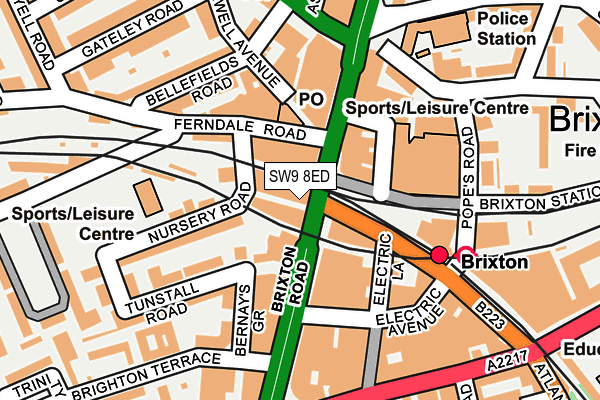 SW9 8ED map - OS OpenMap – Local (Ordnance Survey)