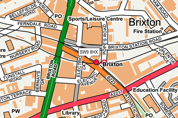 SW9 8HX map - OS OpenMap – Local (Ordnance Survey)