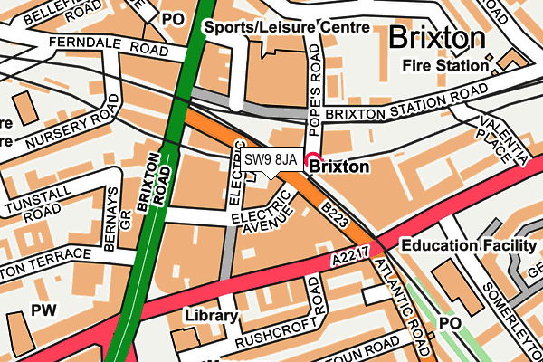 SW9 8JA map - OS OpenMap – Local (Ordnance Survey)