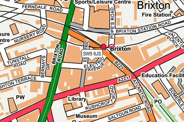 SW9 8JS map - OS OpenMap – Local (Ordnance Survey)