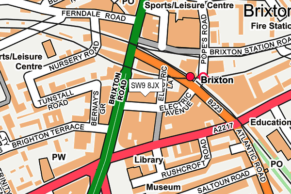SW9 8JX map - OS OpenMap – Local (Ordnance Survey)