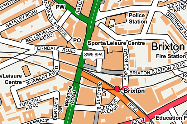 SW9 8PA map - OS OpenMap – Local (Ordnance Survey)