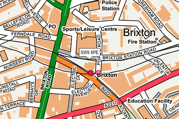 SW9 8PE map - OS OpenMap – Local (Ordnance Survey)