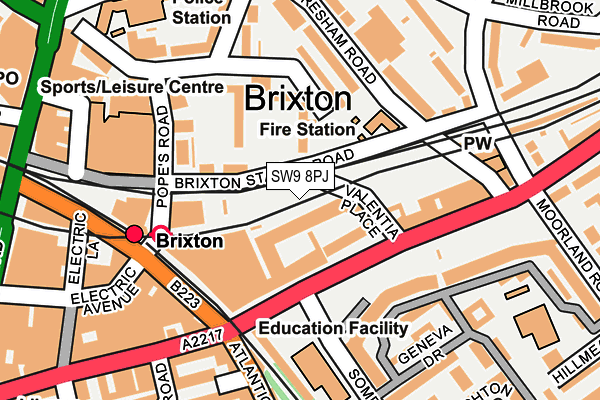 SW9 8PJ map - OS OpenMap – Local (Ordnance Survey)