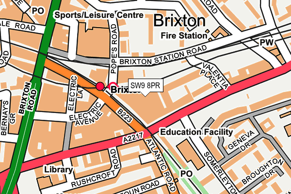 SW9 8PR map - OS OpenMap – Local (Ordnance Survey)