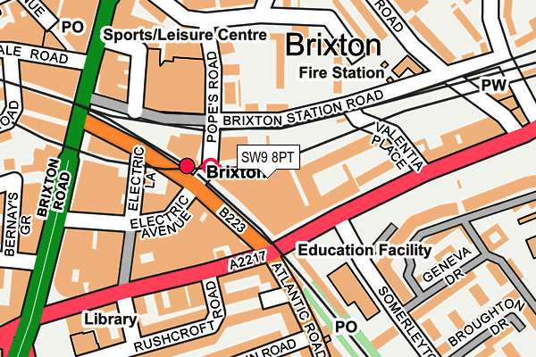 SW9 8PT map - OS OpenMap – Local (Ordnance Survey)