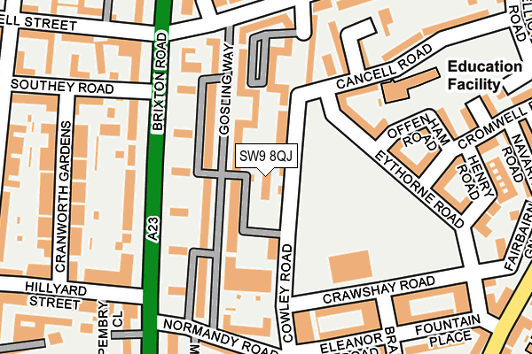 SW9 8QJ map - OS OpenMap – Local (Ordnance Survey)
