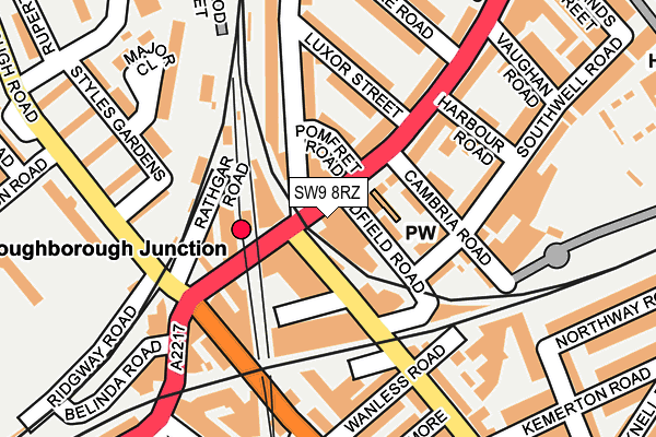 SW9 8RZ map - OS OpenMap – Local (Ordnance Survey)