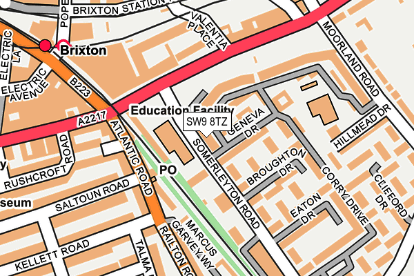 SW9 8TZ map - OS OpenMap – Local (Ordnance Survey)