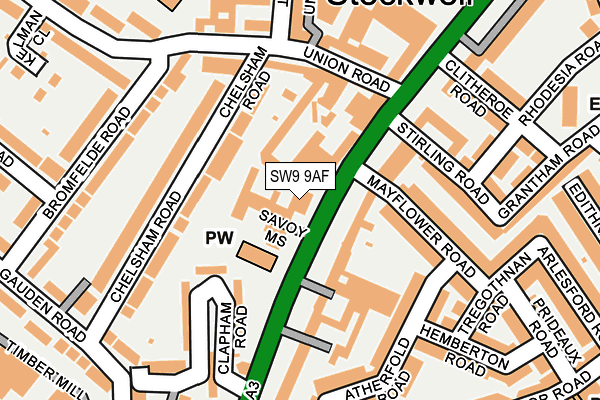 SW9 9AF map - OS OpenMap – Local (Ordnance Survey)