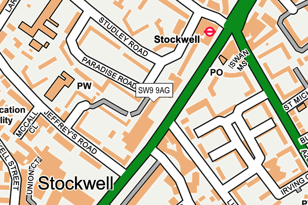 SW9 9AG map - OS OpenMap – Local (Ordnance Survey)