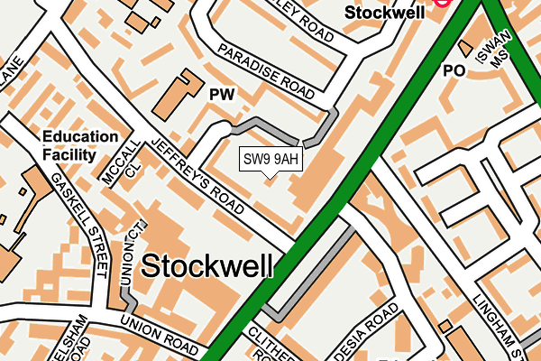 SW9 9AH map - OS OpenMap – Local (Ordnance Survey)